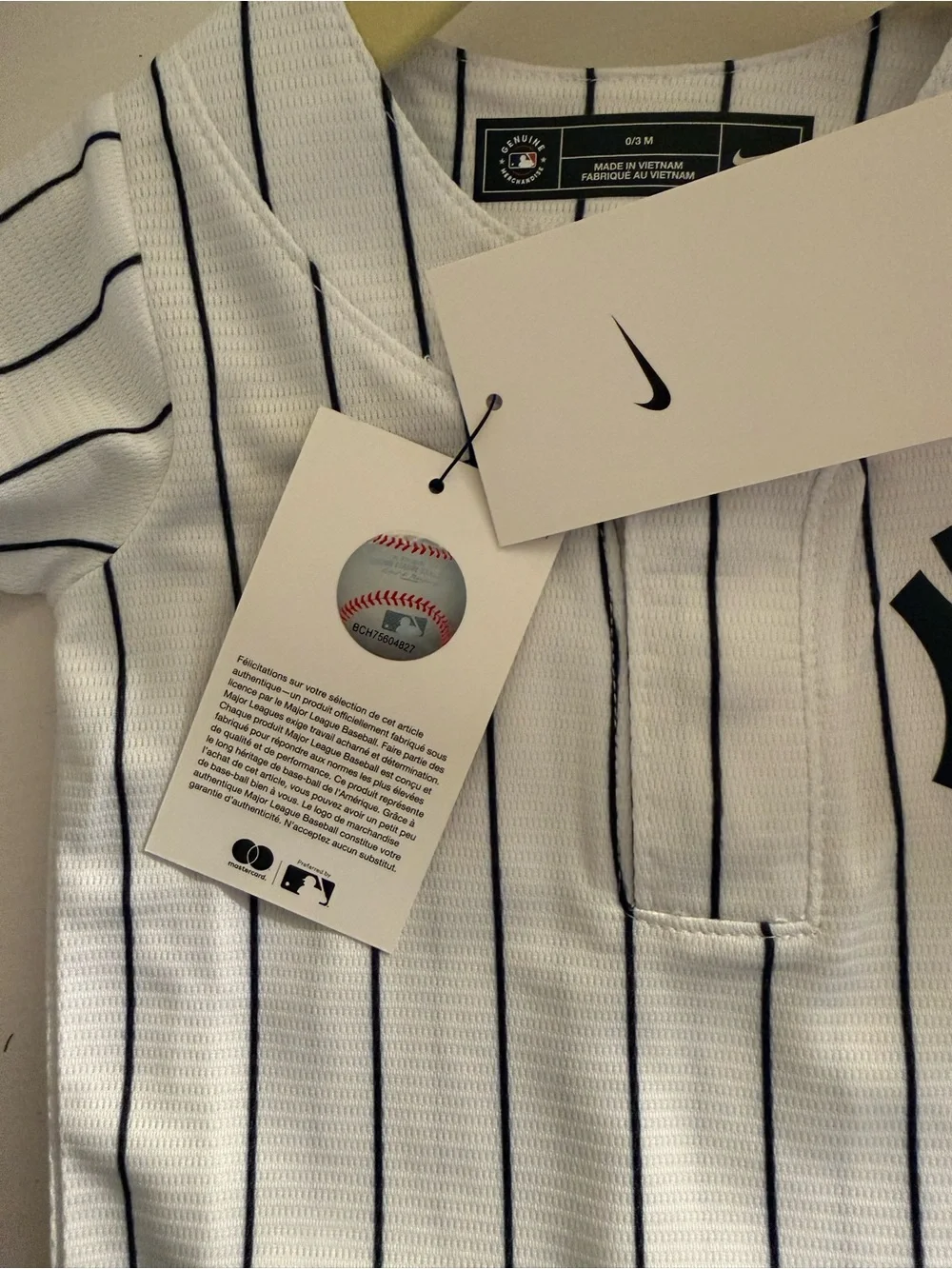 Nike baby White Jersey with Pinstripes